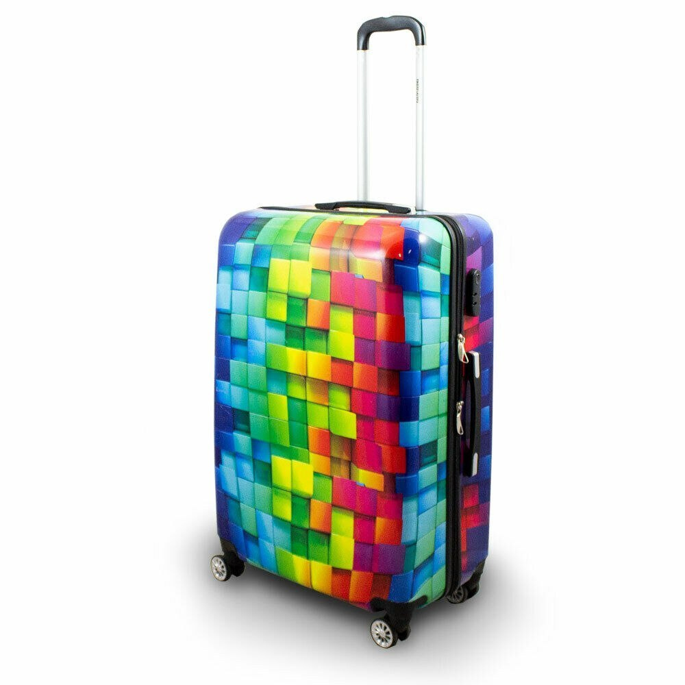 Sada cestovních kufrů na kolečkách CUBE 3ks SET barevné lehké M17008